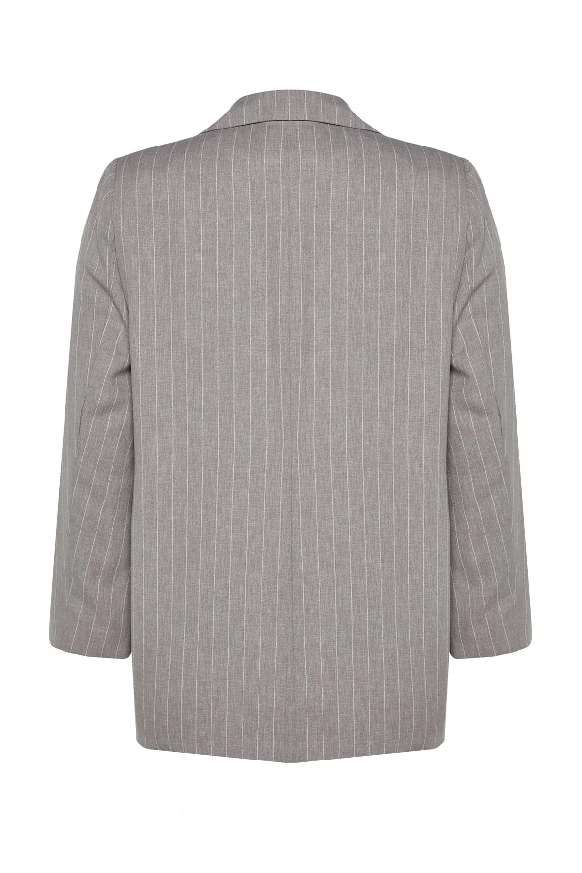 Trendyol Curve  Grau gestreifte, doppelt gewebte Jacke TBBAW24AG00001