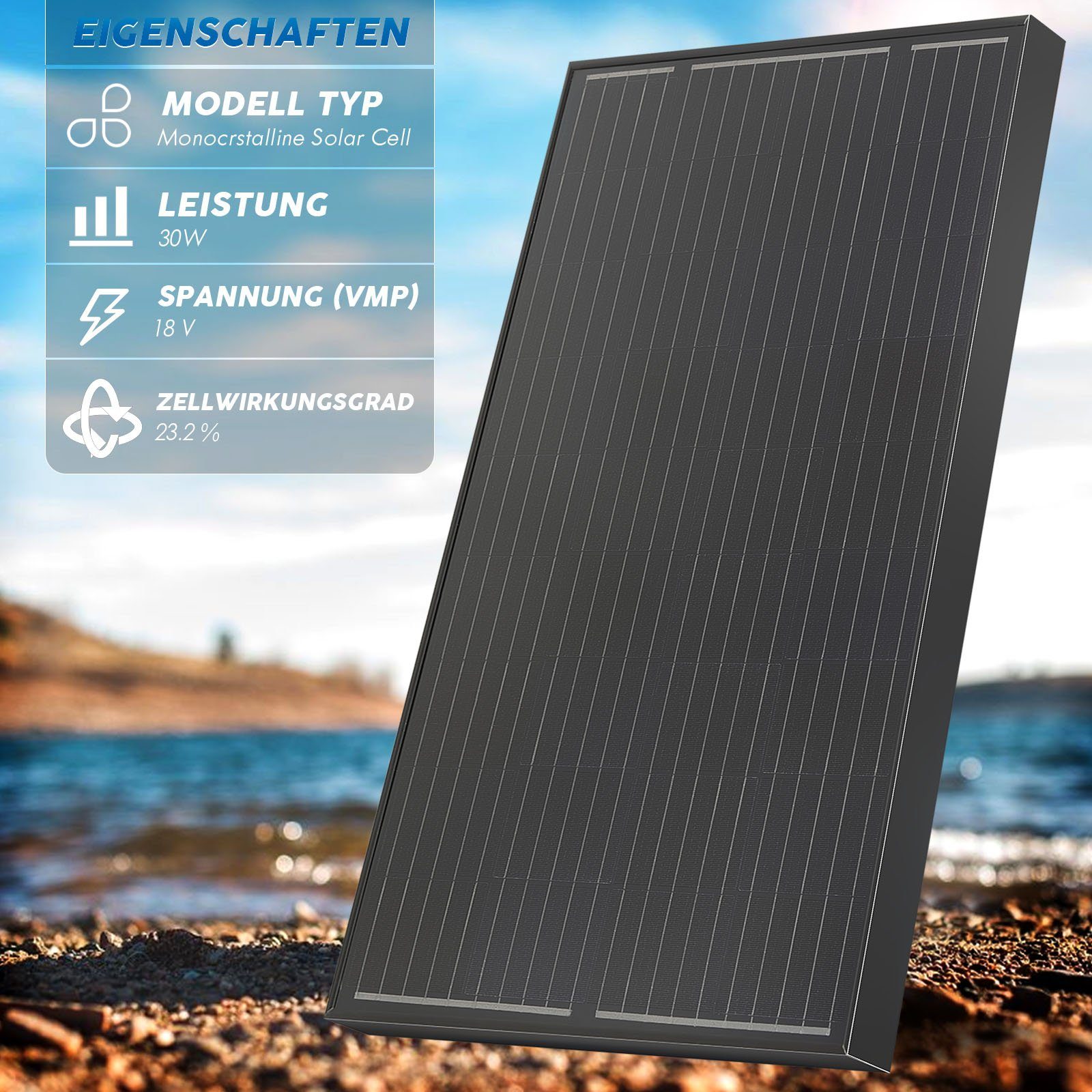 oyajia Solaranlage 100W/150W 18V Solarmodul Monokristallin Solaranlage Balkonkraftwerk, IP67 Wasserdichte Solaranlage für 12V Akku Wohnmobil Auto Boot Garten