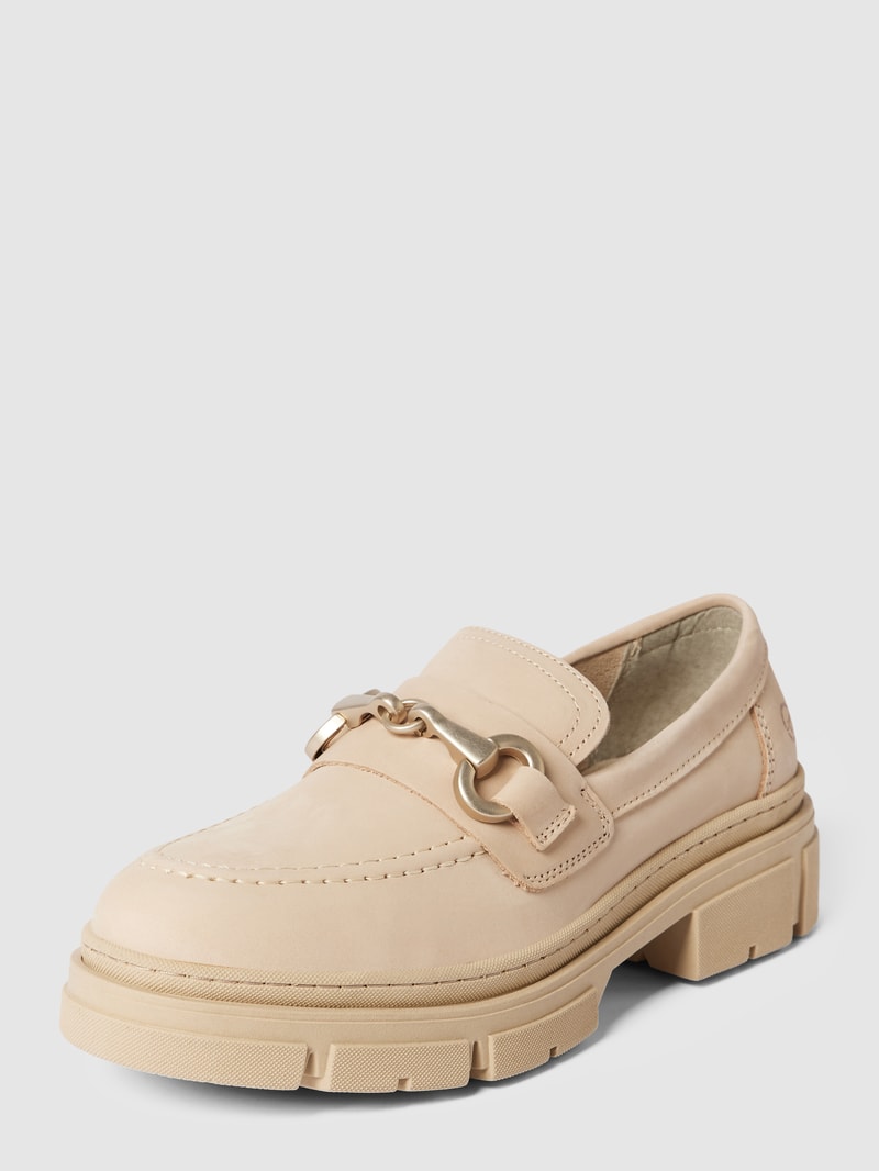 Penny-Loafer mit Absatz in beige