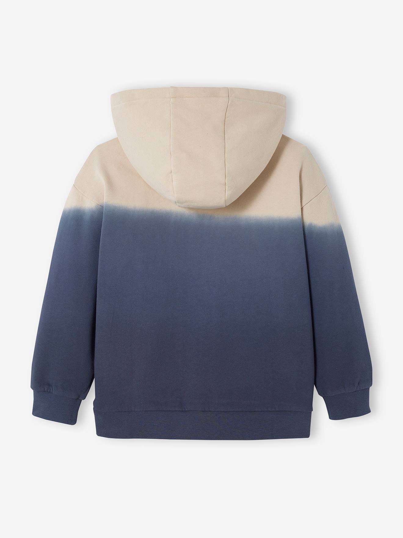 Vertbaudet Jungen Kapuzensweatshirt mit Fisch, Dip-Dye - sand
