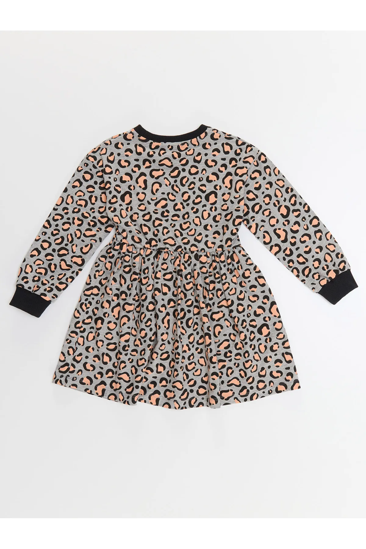 Denokids  Graues Mädchenkleid mit Leopardenmuster