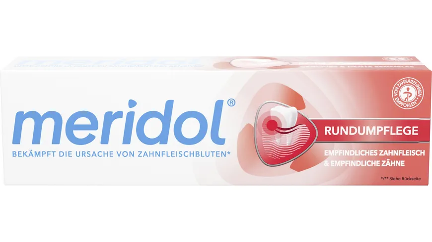 meridol Zahnpasta Rundumpflege - tägliche Rundumpflege für empfindliches Zahnfleisch & Zähne 75 ml