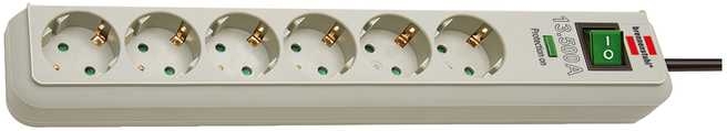 Brennenstuhl 1159750015 Eco-Line 13.500A protezione da sovratensione a 6 vie grigio chiaro 1,5 m H05VV-F 3G1.5