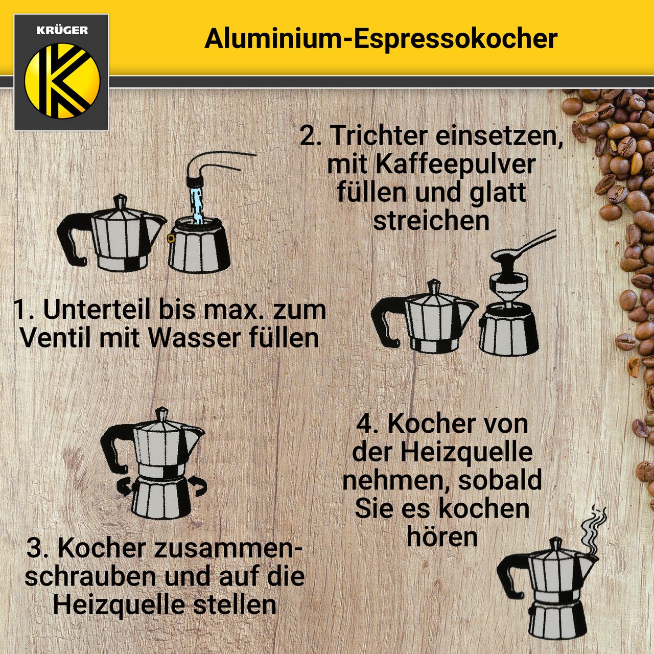 Karl Krüger Alu-Espressokocher ITALIANO, 3 Tassen
