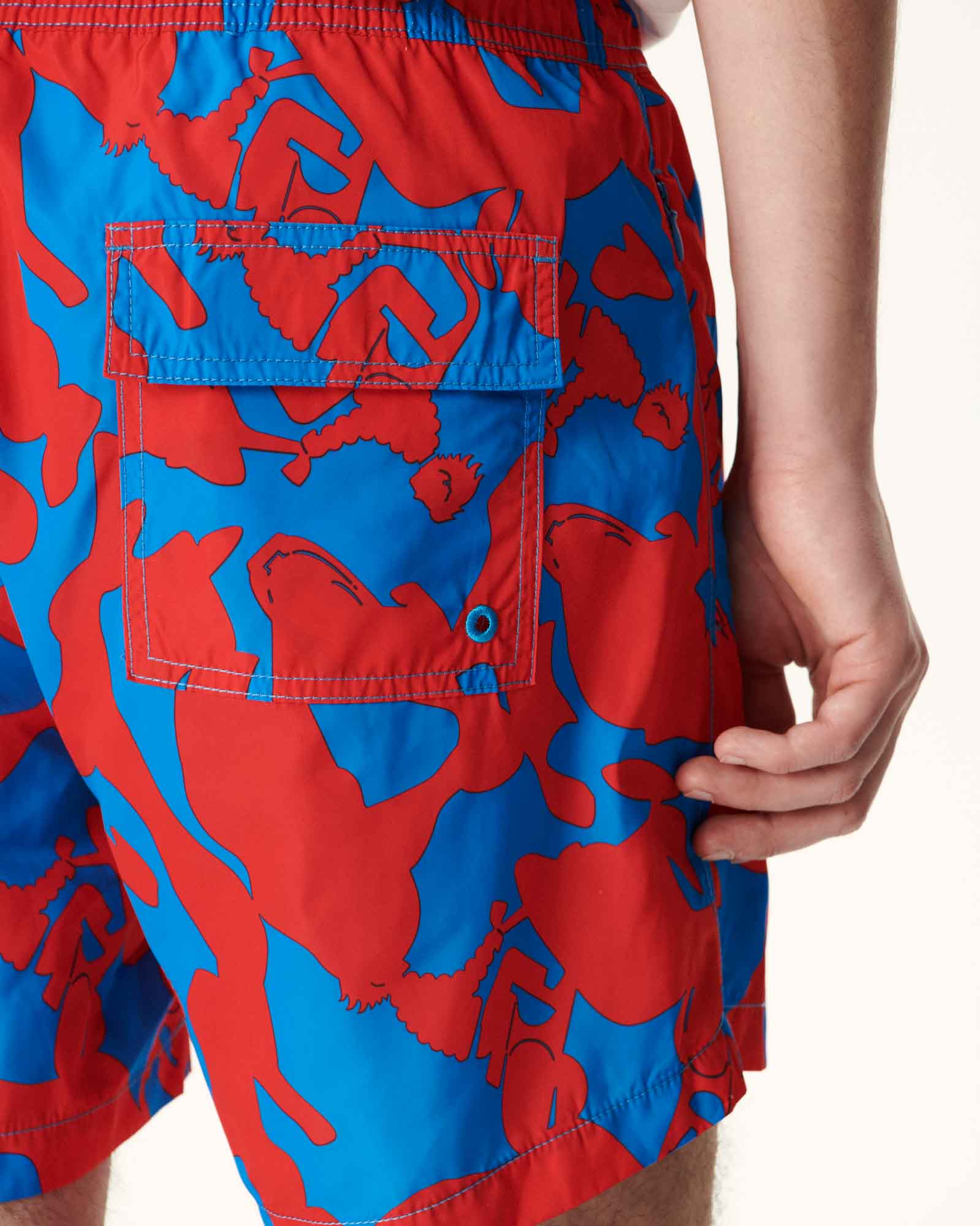 Short de bain Camo azur/Rouge intense Biarritz
