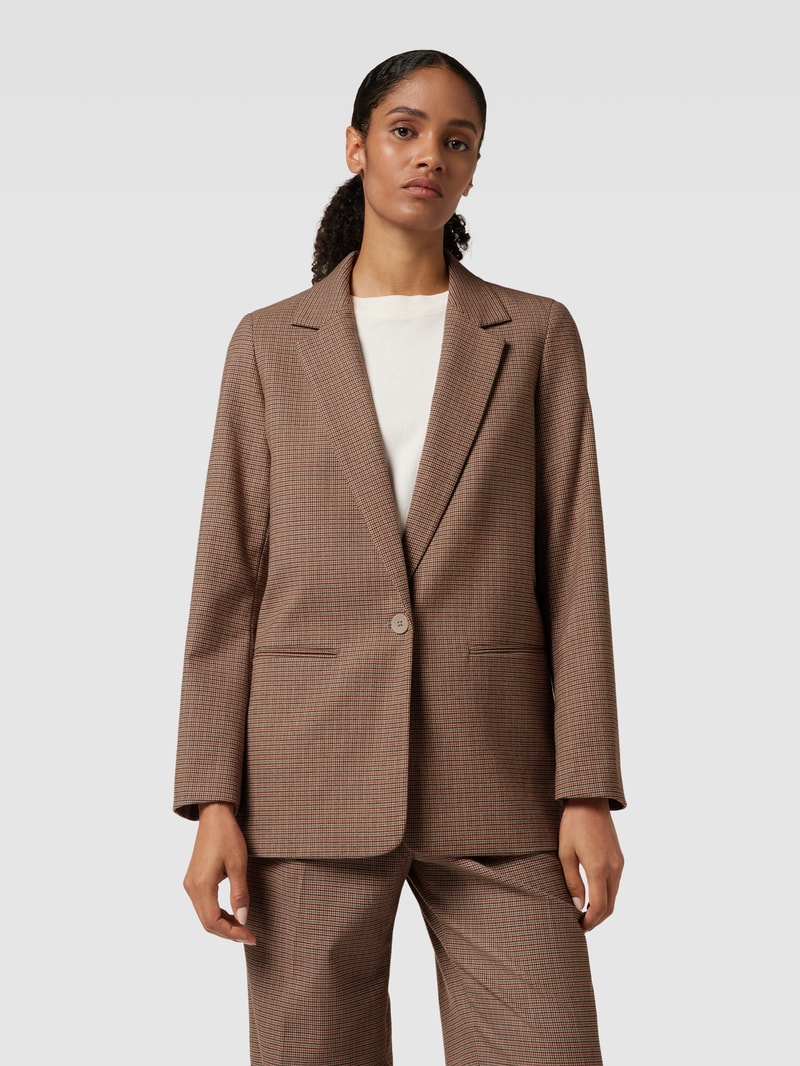 Blazer mit Hahnentrittmuster in camel