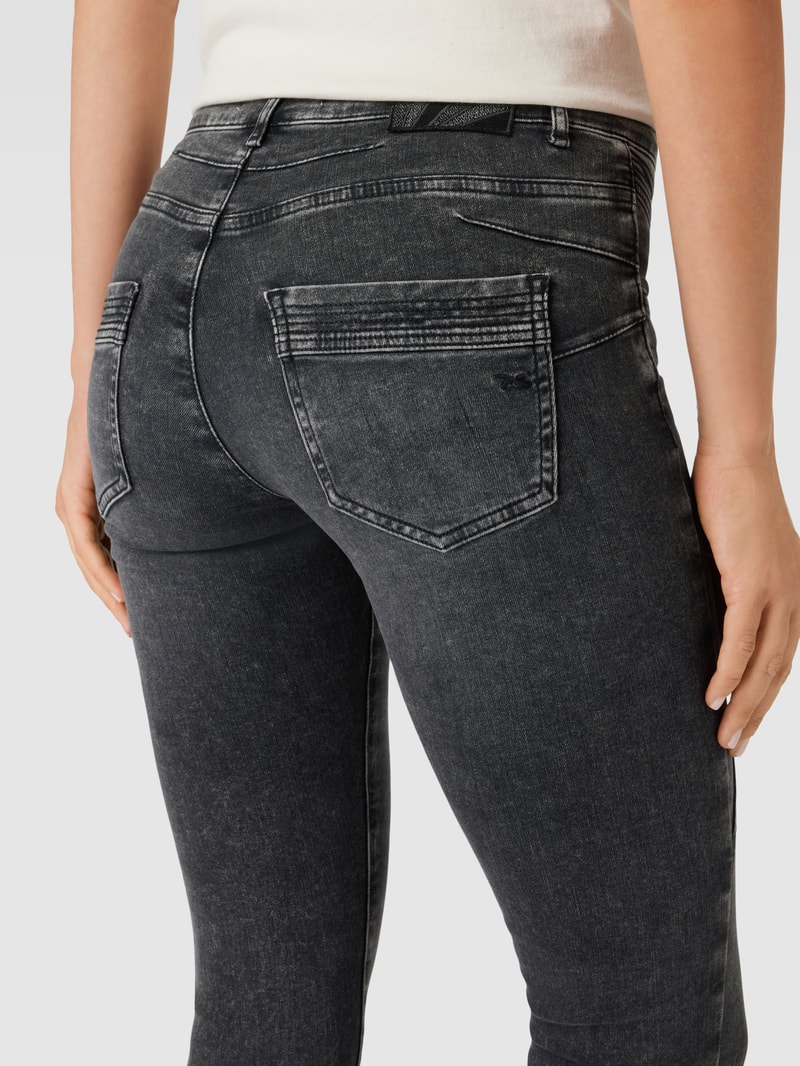 Skinny Fit Jeans im Used-Look Modell 'ANA' in dunkelgrau