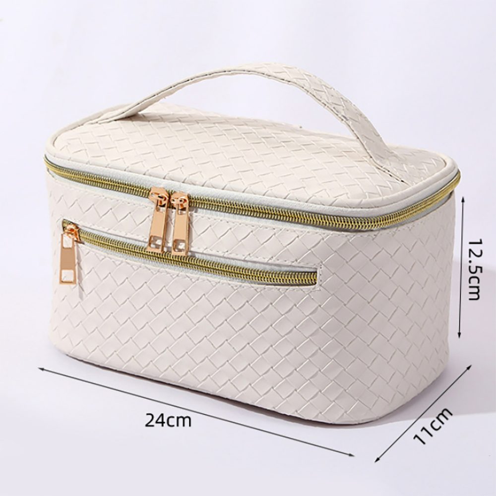 Deliana.makeup Kosmetiktasche Geflochtene Kosmetiktasche mit großem Fassungsvermögen, Erstklassiges Gefühl, moderne Schlichtheit