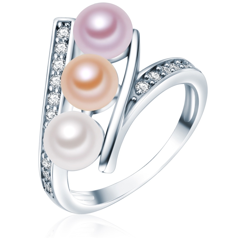 Valero Pearls Bague avec perle Argent sterling Oxyde de zirconium (CZ) Perle de culture d'eau d Bague