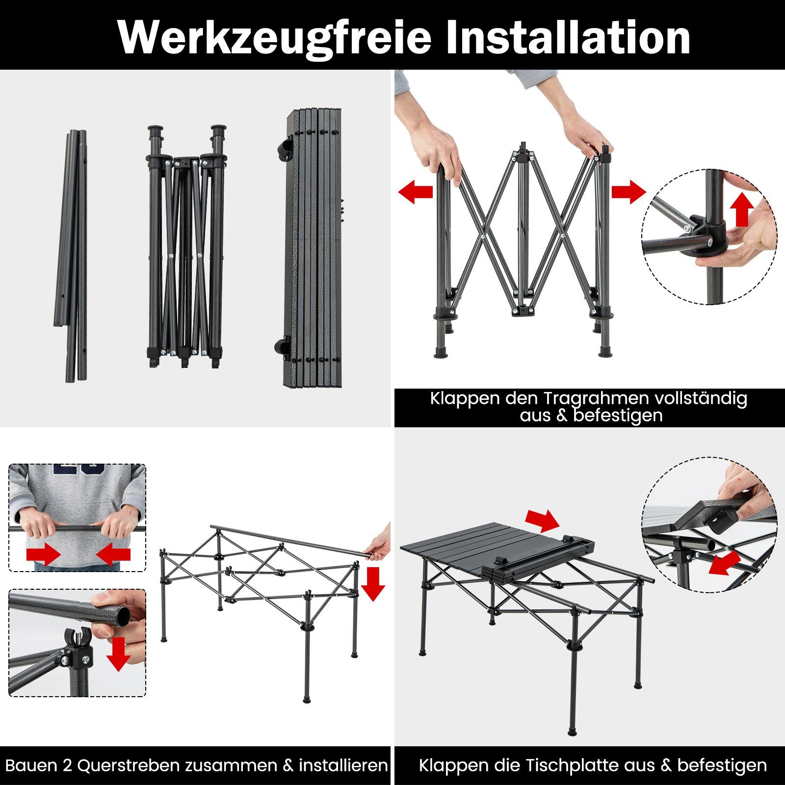 COSTWAY Campingtisch Klapptisch, mit Aluminium-Tischplatte