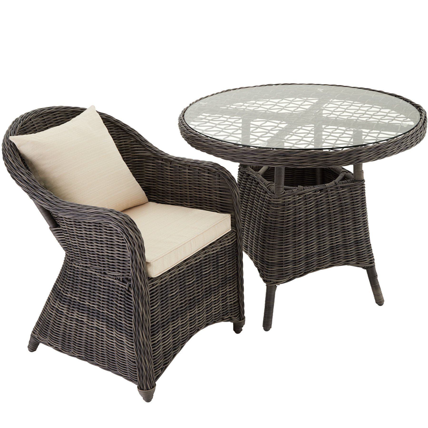 tectake Rattanstuhl Rattansessel mit Aluminiumgestell inkl. (1er, 1 St), Abnehmbare Sitzgarnitur