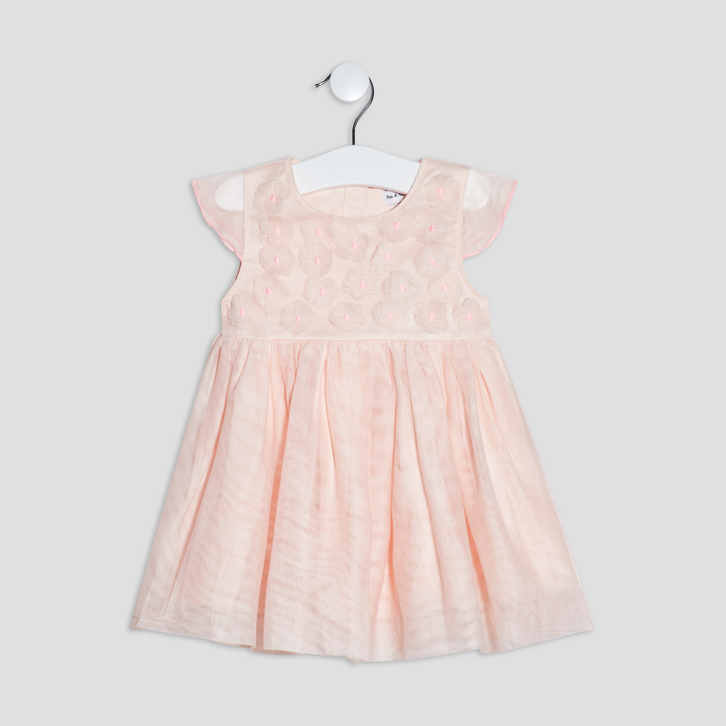 Robe évasée manches courtes rose clair bébé fille | La Halle