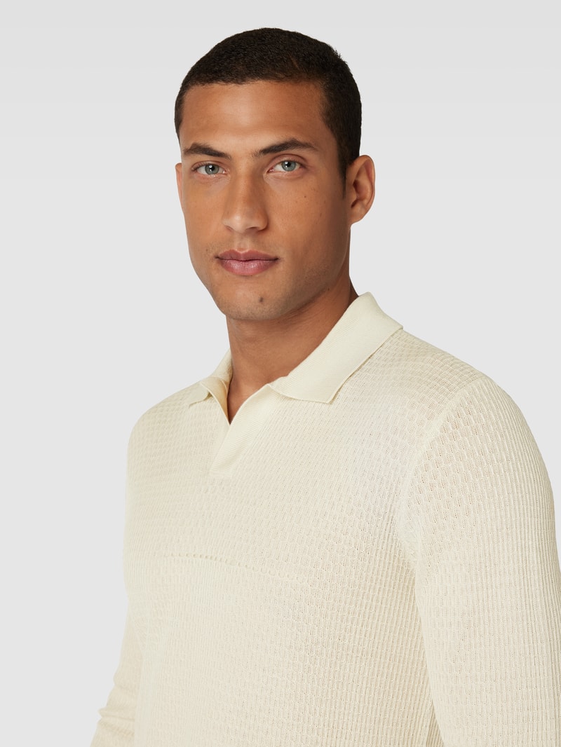 Longsleeve mit Polokragen in beige