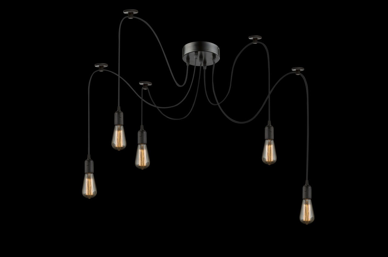 Globo Lighting - OLIVER - Hängeleuchte Metall schwarz, 5x E27