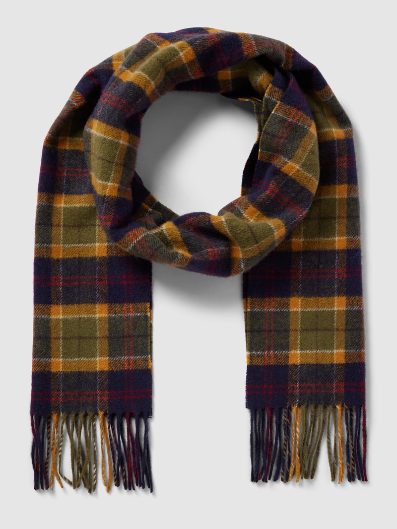 Schal aus Lanawolle mit Tartan-Muster in marineblau