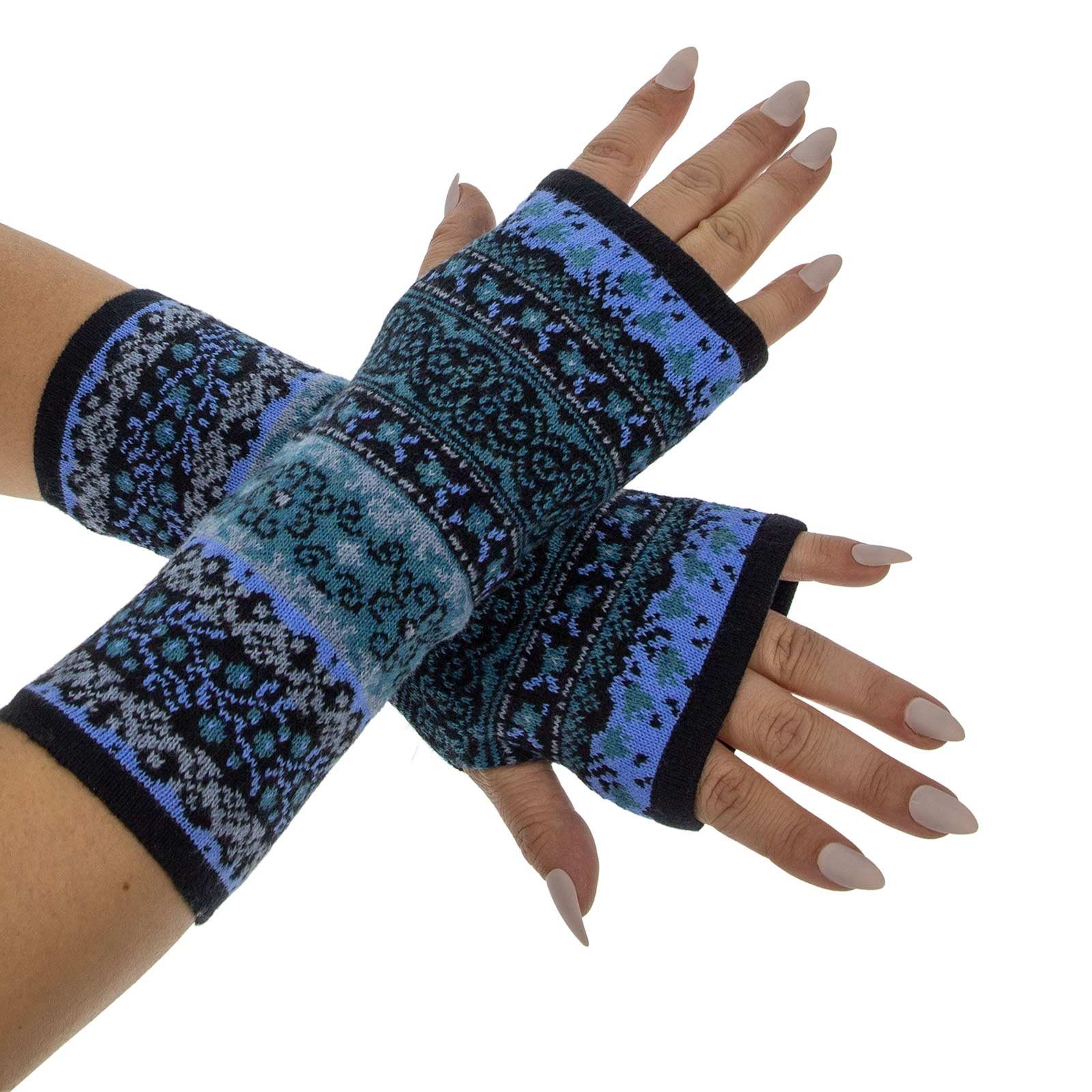 KUNST UND MAGIE Armstulpen Armstulpen Handwärmer Handschuhe Pulswärmer extrafeiner Jacquardstoff