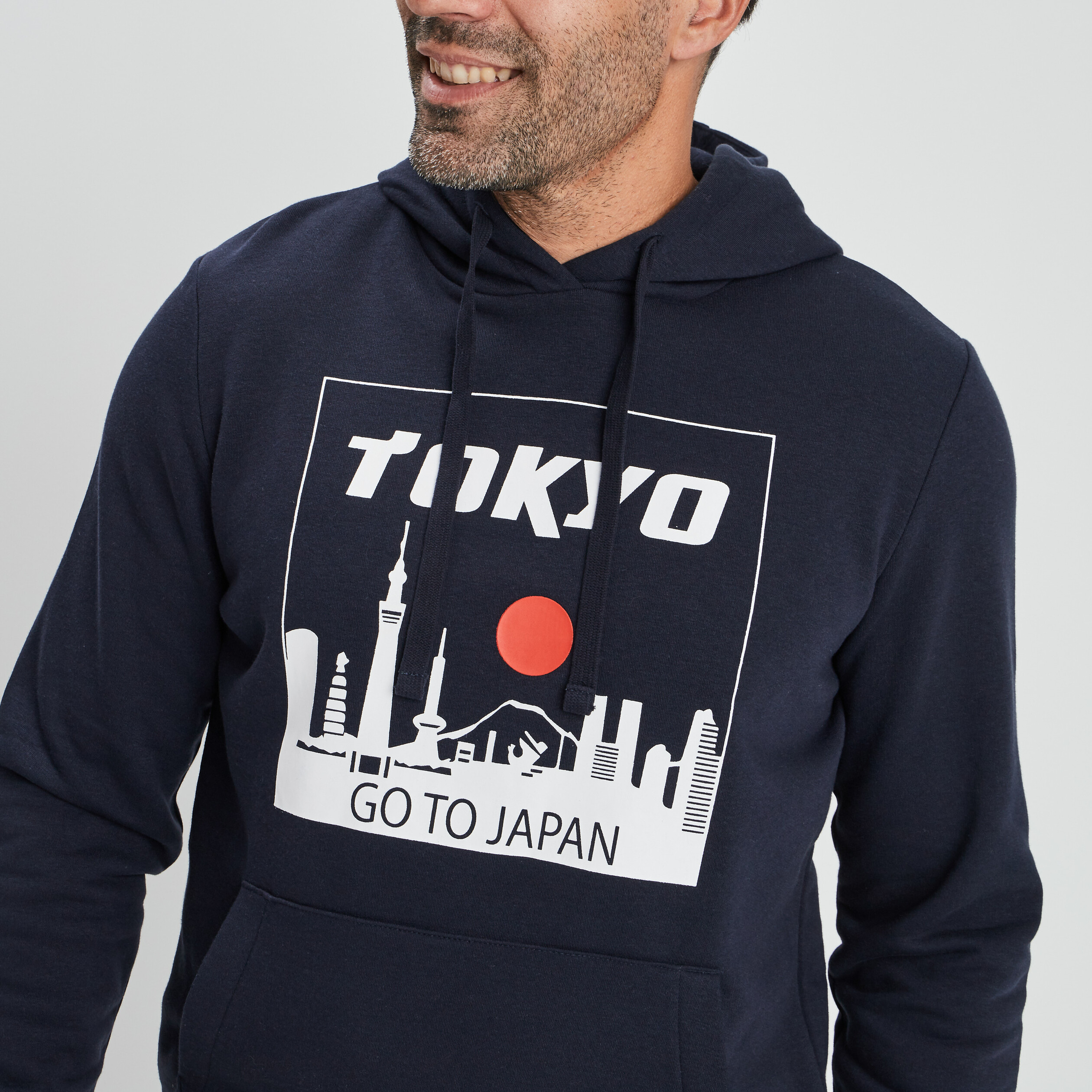 Sweat à capuche hoodie bleu marine homme | La Halle