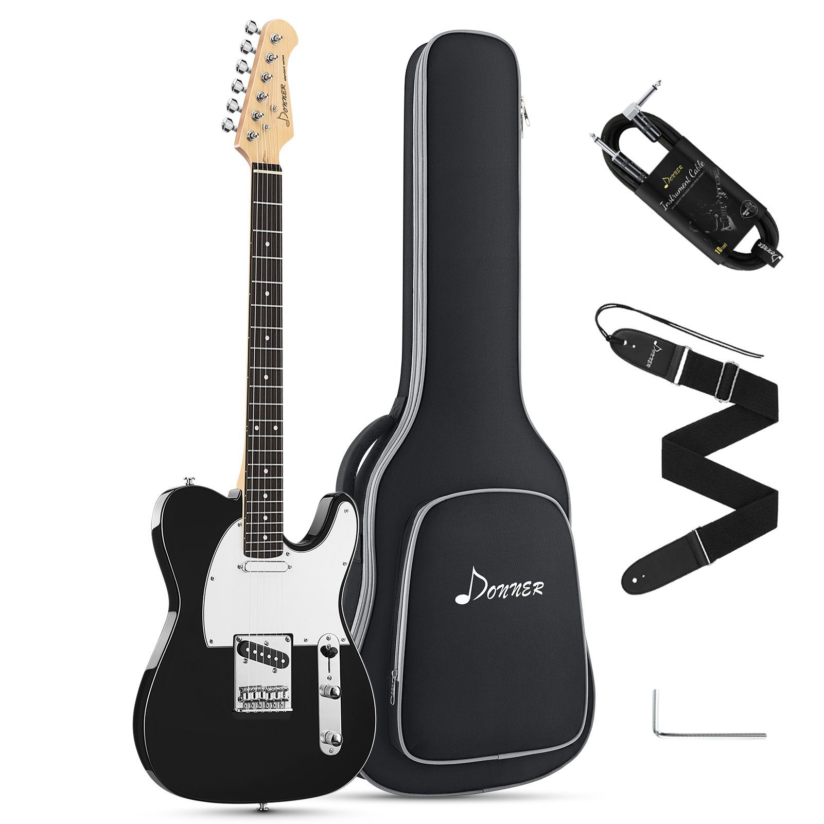 Donner E-Gitarre E-Gitarren Elektro-Akustisch TC E Gitarren Set volle Größe DTC-100, Perforiertes, Festkörper,TC-Stil