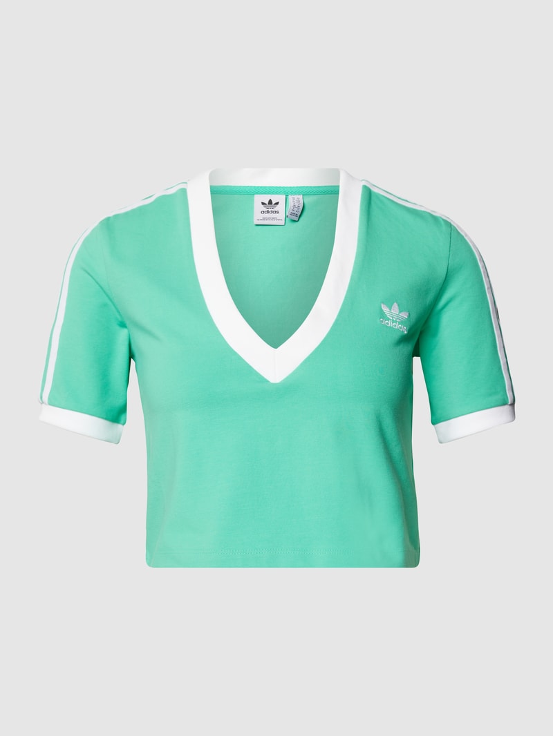 Cropped T-Shirt mit Label-Stitching in mint