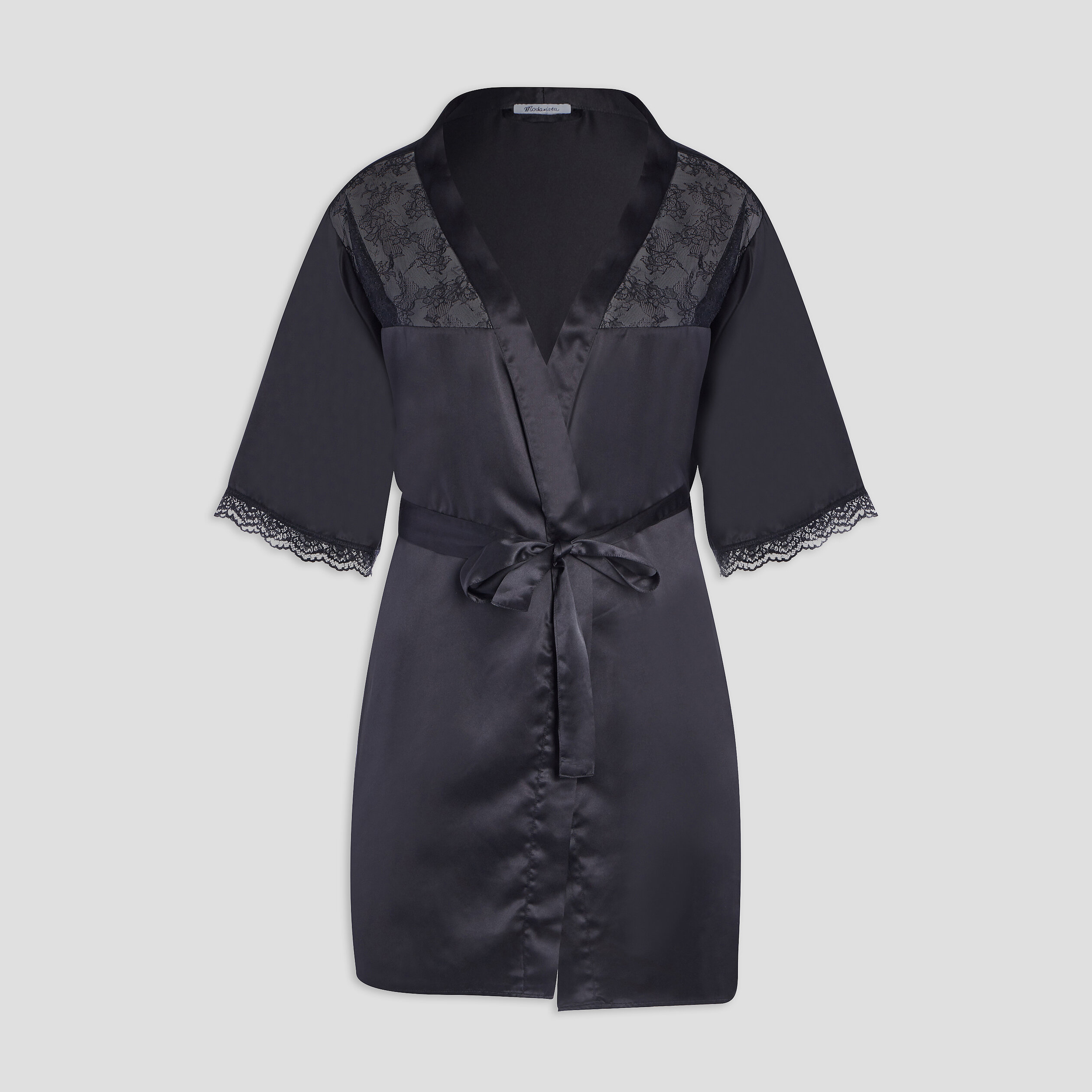 Déshabillé satiné grande taille noir femme grande taille | La Halle