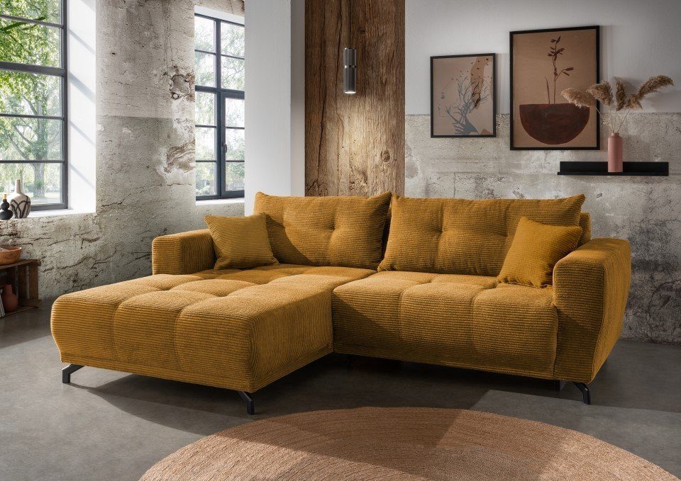 Myhomelando Ecksofa Renegade, mit elektronischer Sitzverbreitung, Kissen, Cord Bezug
