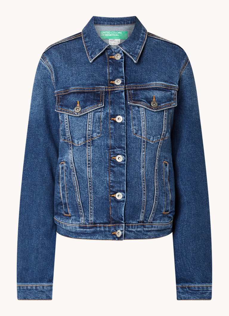 Jachetă din denim Benetton cu buzunare la piept