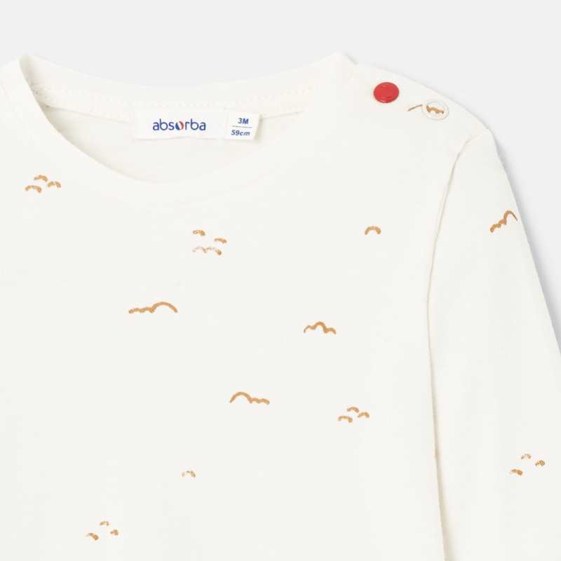 T-shirt à manches longues en interlock blanc mixte Absorba