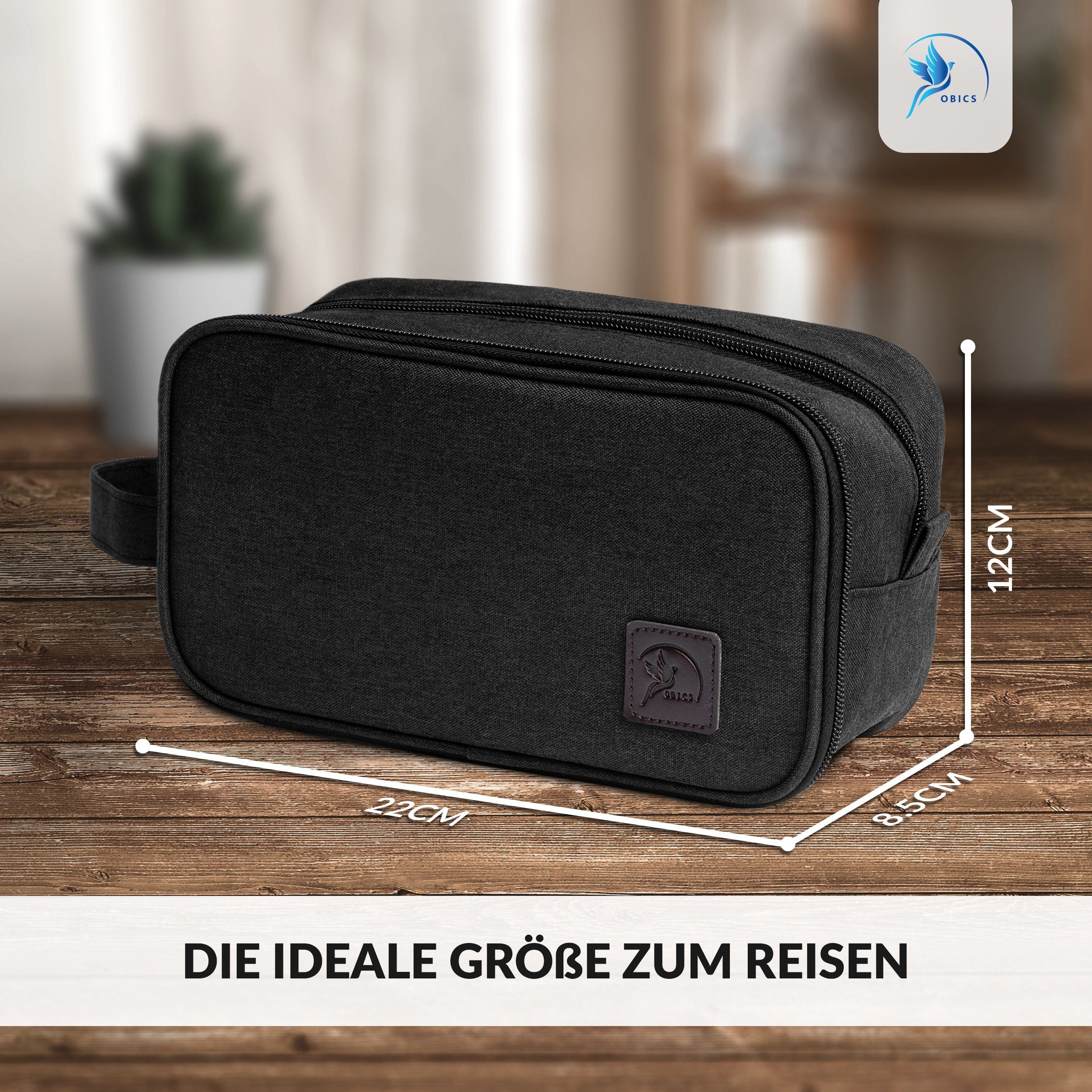 Obics Kulturbeutel, kleine Kosmetik-Tasche für die Reise und Unterwegs