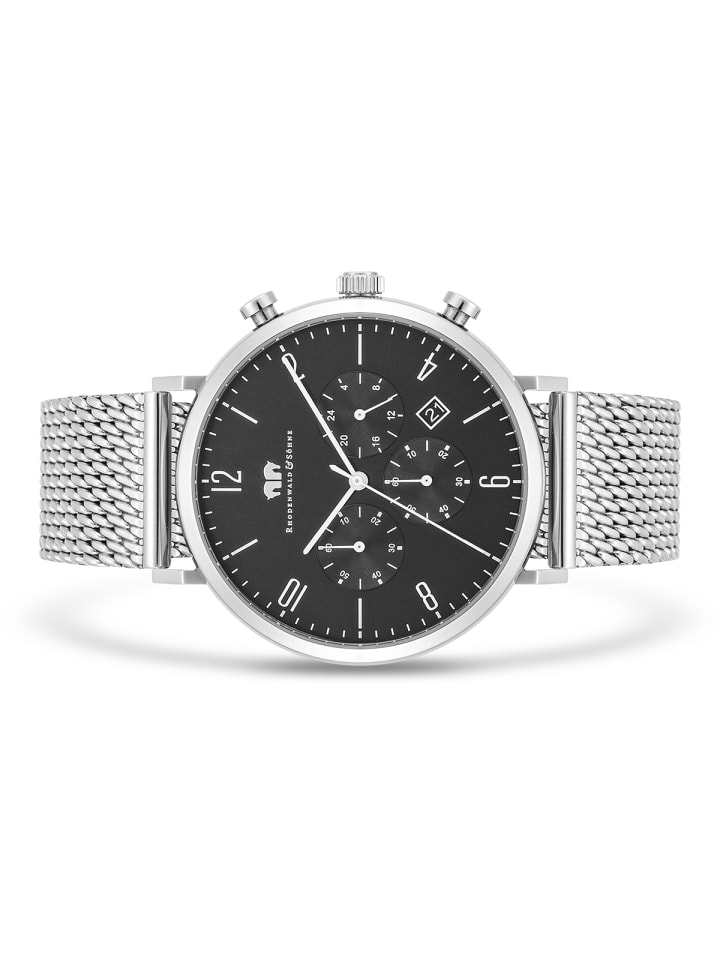 Rhodenwald & Söhne Herren Chronograph silber Edelstahl silber in silber günstig kaufen 21,5 cm