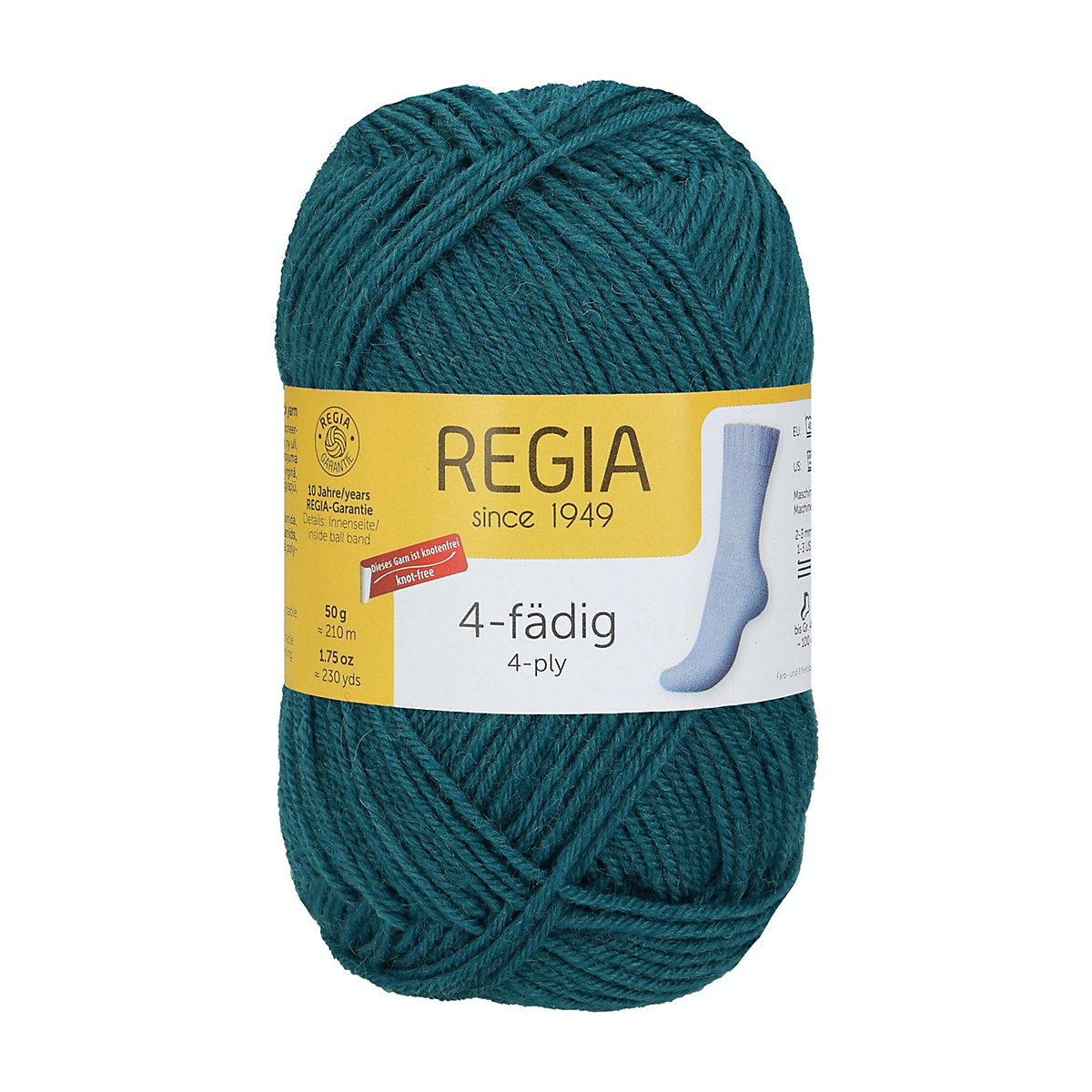 Handstrickgarne 4-fädig Uni, 50g Petrol
