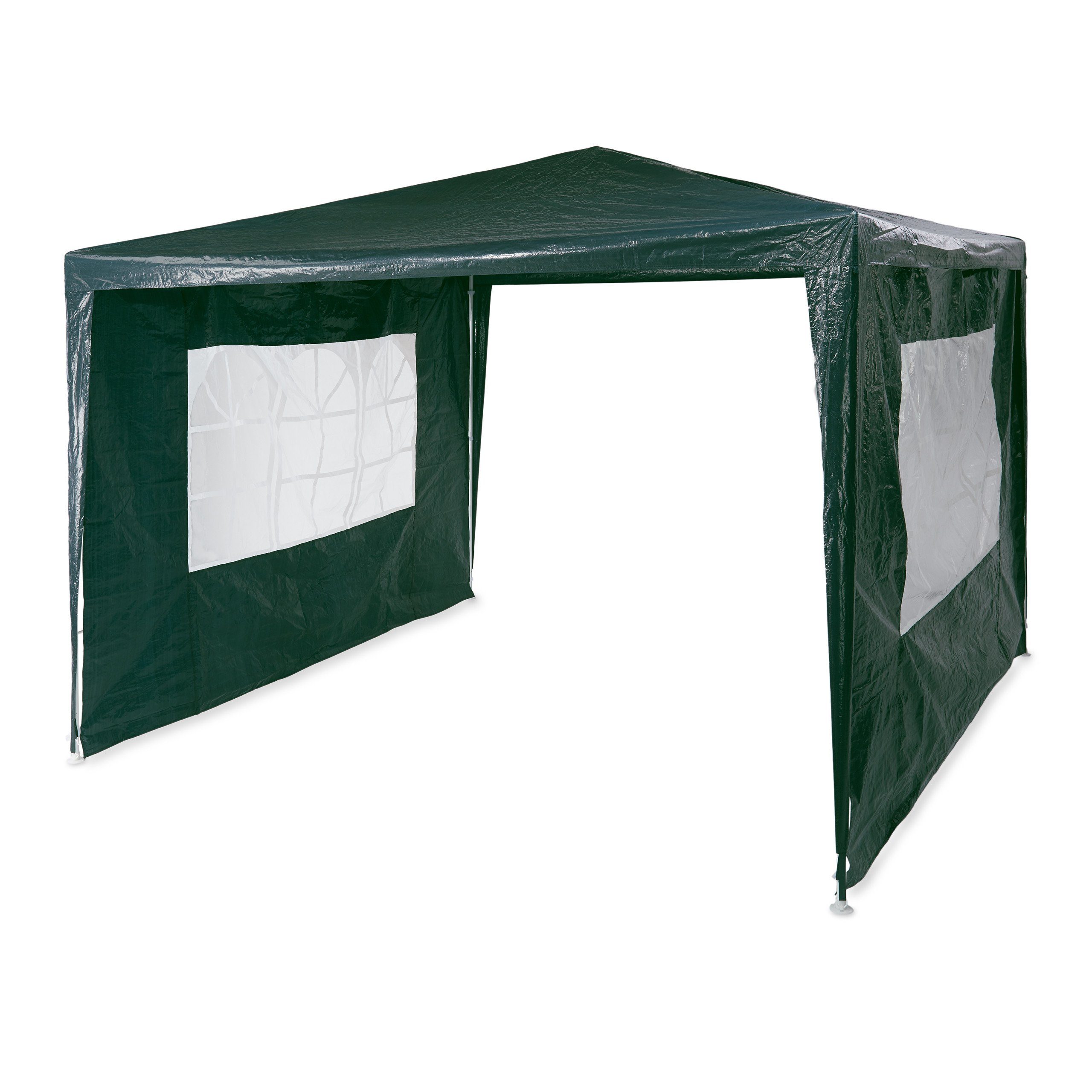 relaxdays Pavillon Pavillon 3x3 m mit 2 Seitenteilen, Grün