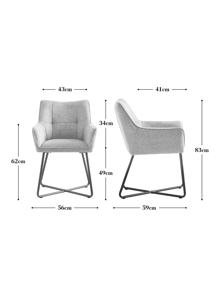 B&D Home 2er-Set: Esszimmerstuhl BREIGHT in Anthrazit - (B)56 x (H)83 x (T)59 cm günstig kaufen onesize