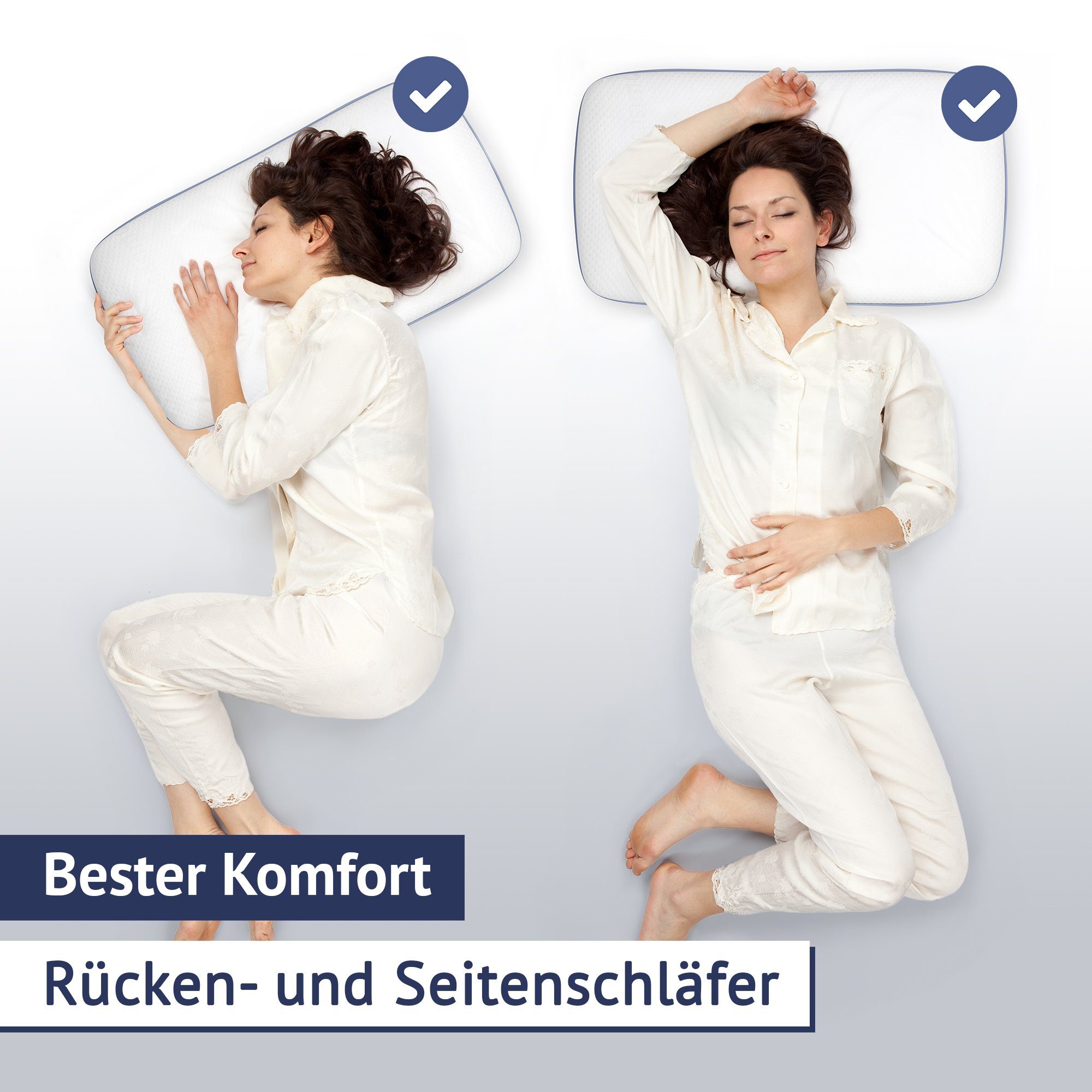 Nackenstützkissen Ergo Vario, casimum, Füllung: Memory Foam, Bezug: Grau, ergonomisches Nackenstützkissen, höhenverstellbar 60x30cm grauer Bezug