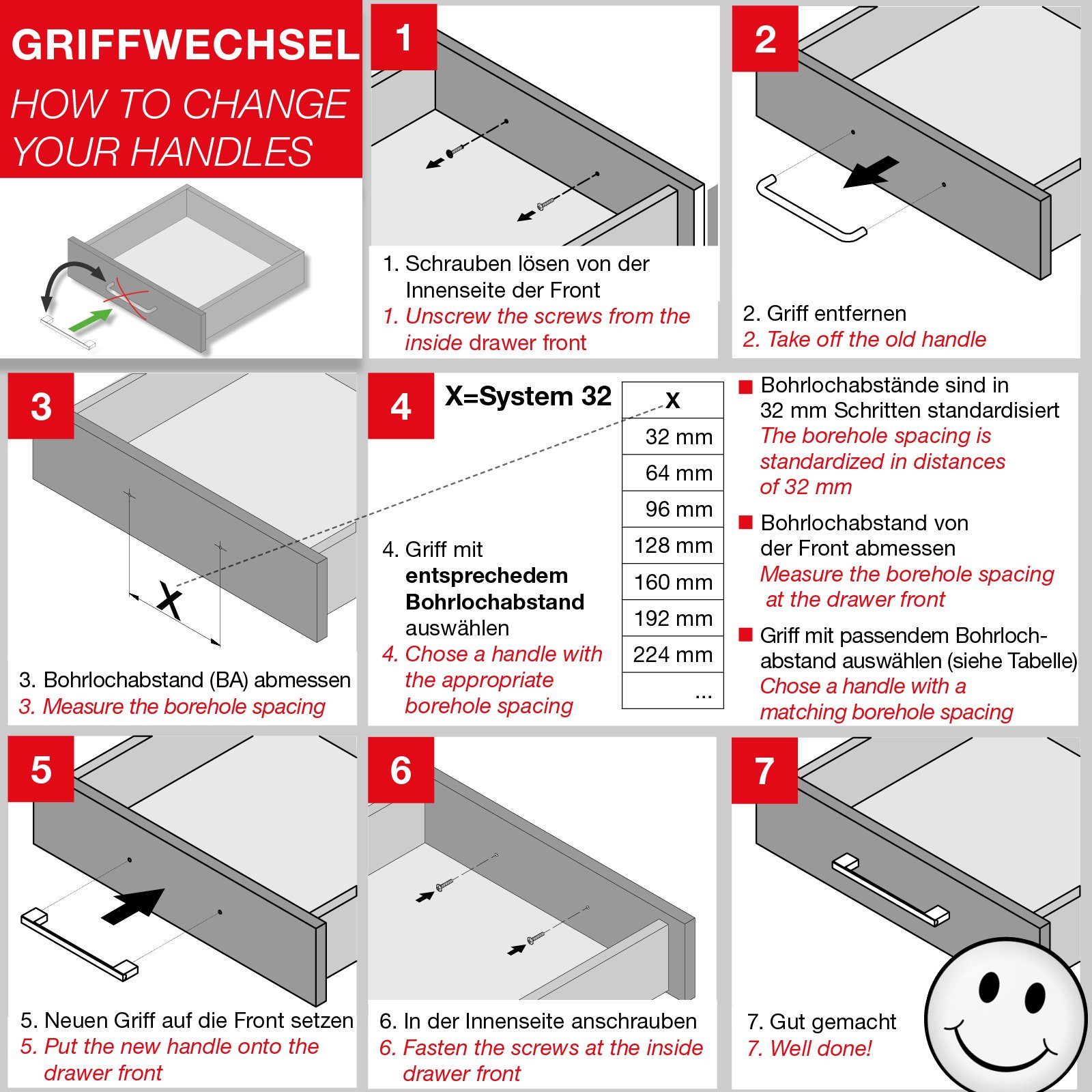 SO-TECH® Möbelgriff Zoe Schubladengriff Griff Bogengriff Bügelgriff BA 128 mm (1-St), Edelstahloptik matt