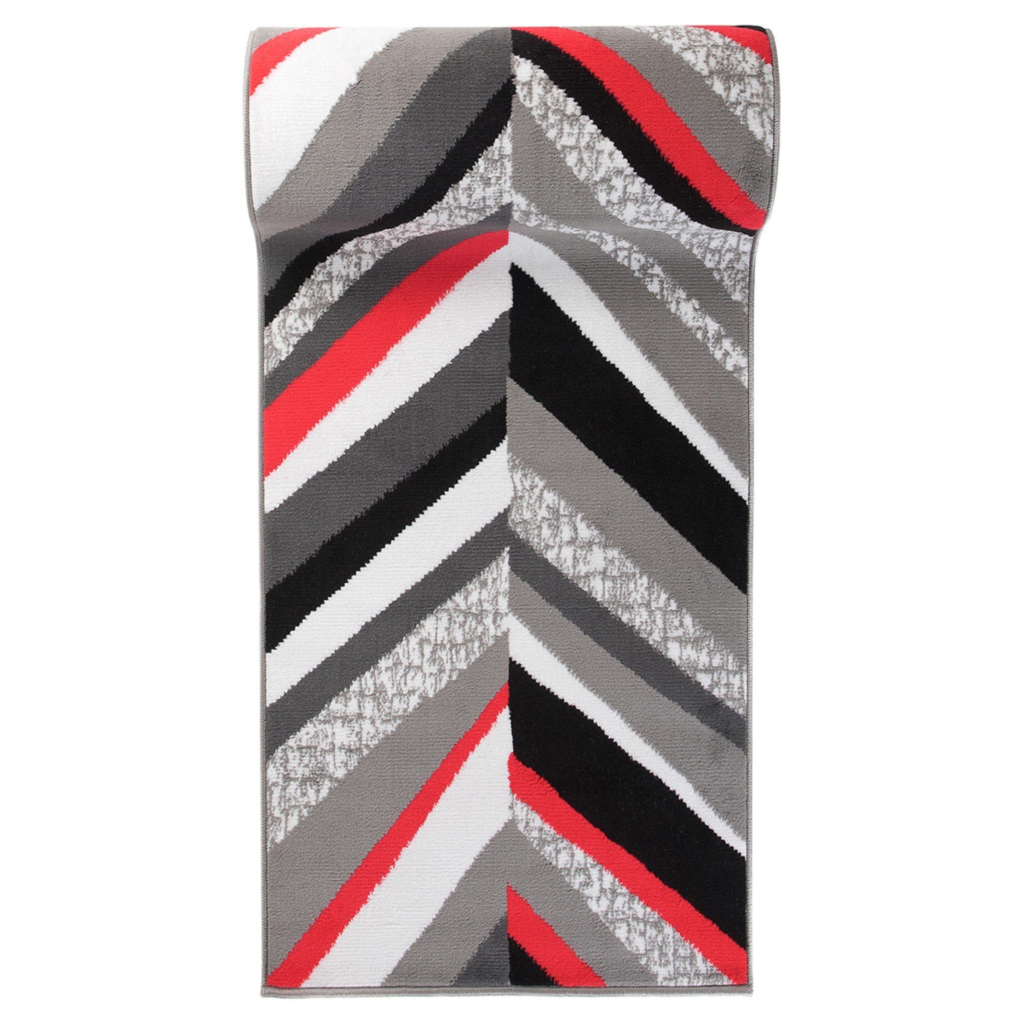 Läufer Läufer Flurläufer Modern für Vorzimmer 70 cm Breit Grau Rot, Mazovia, 70 x 100 cm, Kurzflor, Meterware, Höhe 8 mm, Kurzflor - niedrige Florhöhe
