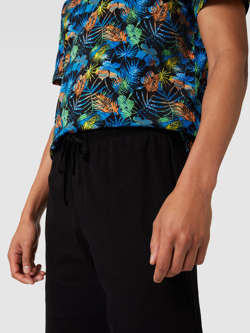 Pyjama mit floralem Muster Modell 'REVA' in schwarz