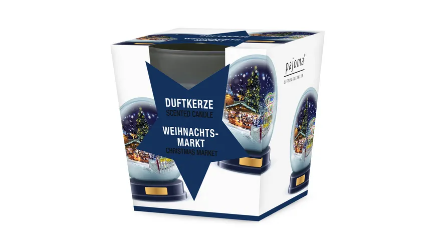 pajoma Duftkerze im Glas Weihnachtsmarkt Blau