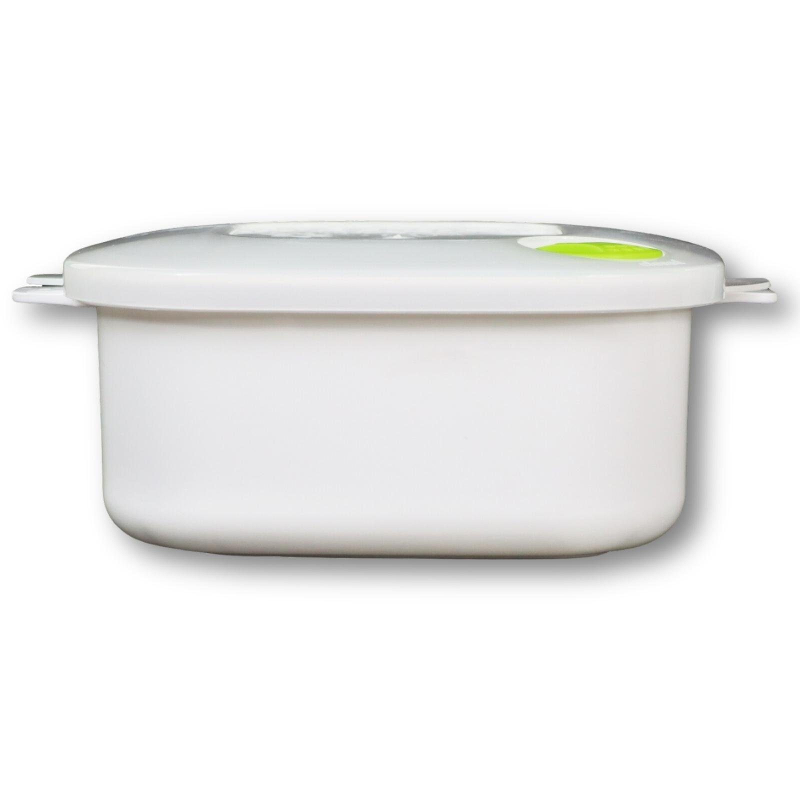 Plentyfy Mikrowellenbehälter Frischhaltedose quadratisch 1,5 Liter mit Motiv und Dampfventil, Kunststoff, (Kasserolle 1,5 L quadratisch BLUME mit Dampfventil GRÜN Mikrowellen-Geschirr, Premium), Meal Prep Boxen - Mikrowellengeschirr mit Deckel