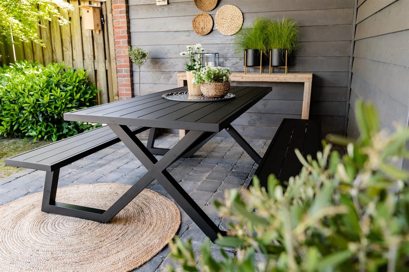MaximaVida Dex 200 cm schwarzer Aluminium Picknicktisch
