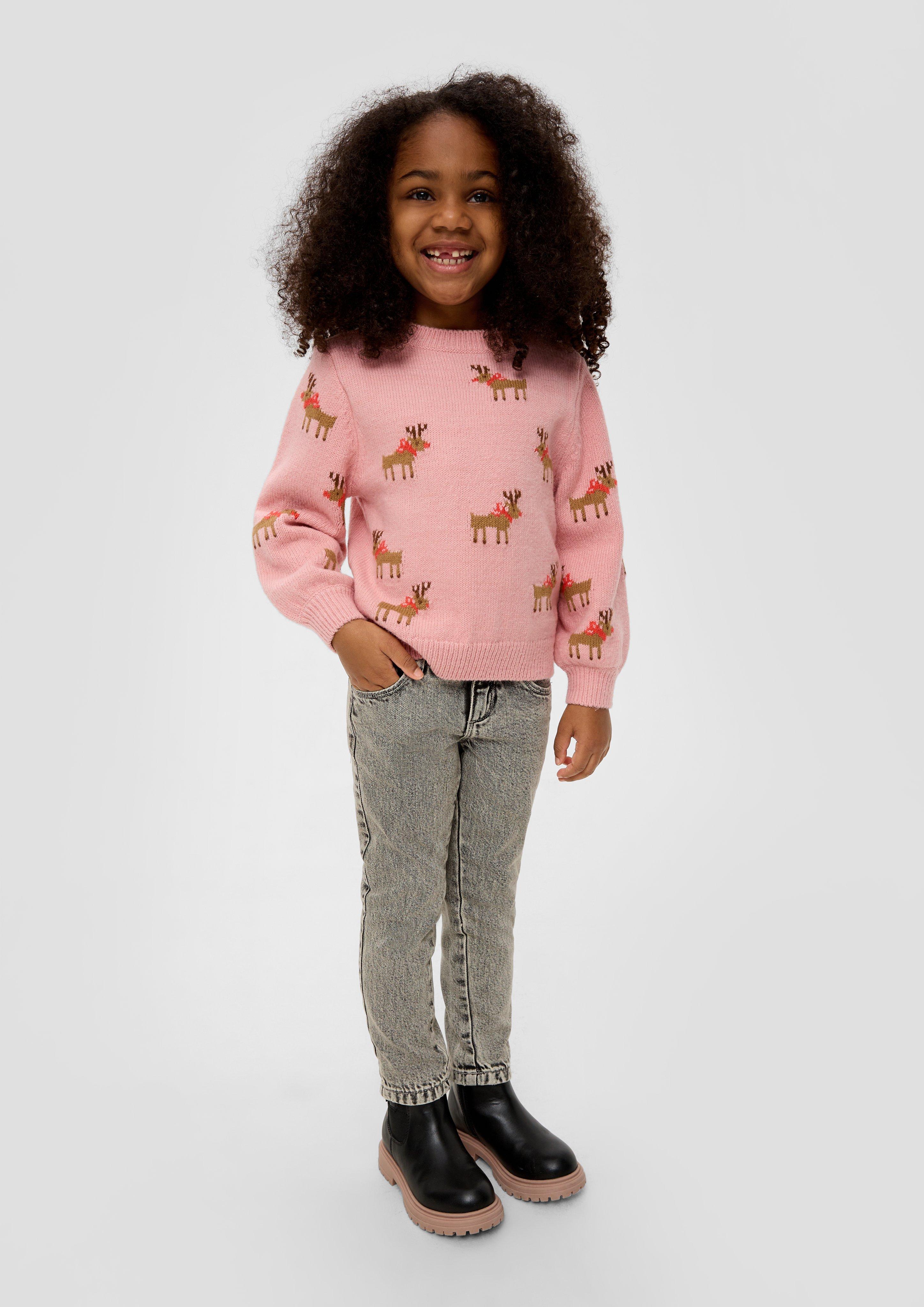 Strickpullover mit Rentier-Intarsien  2138823-42X5