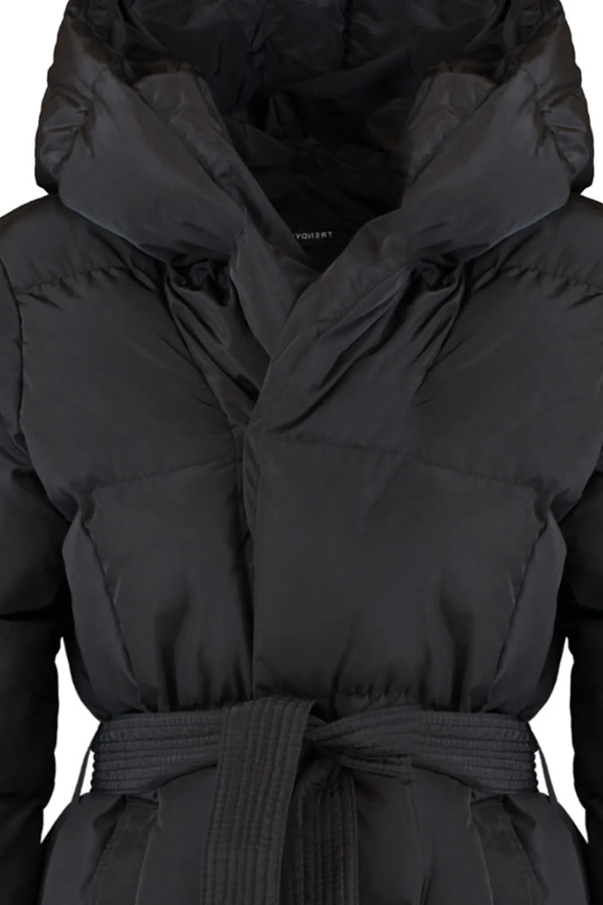 Trendyol Collection  Schwarze wasserabweisende Pufferjacke mit Gürtel TWOAW23MO00007