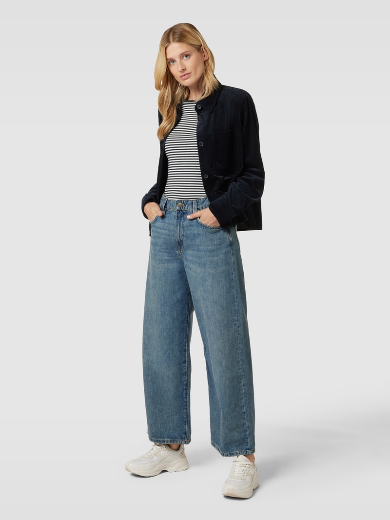 Longsleeve mit Streifenmuster und U-Boot-Ausschnitt in dunkelblau