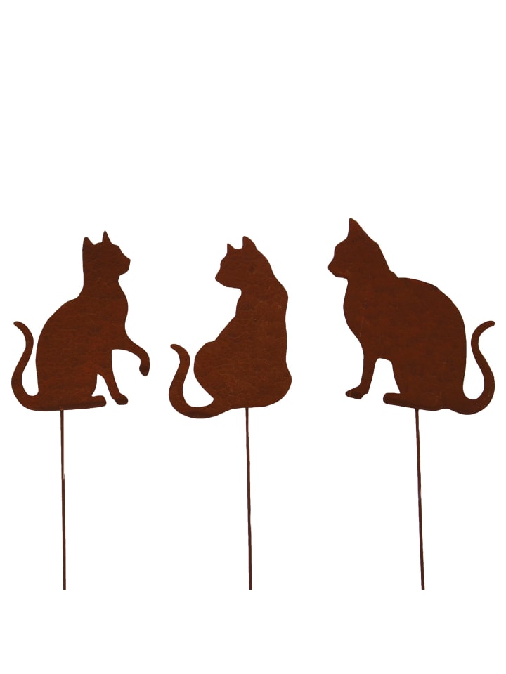 UNUS 3er Set Gartenstecker Rost Katzen in Braun günstig kaufen onesize