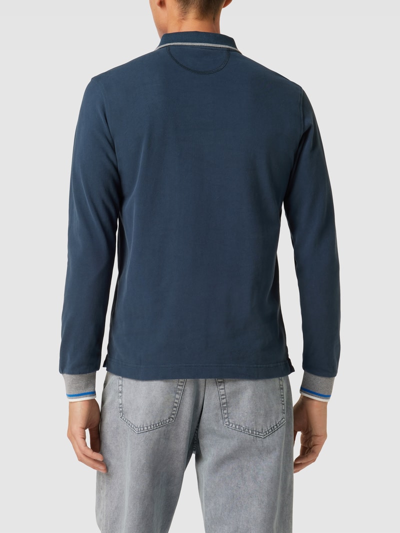 Longsleeve mit Polokragen in marineblau