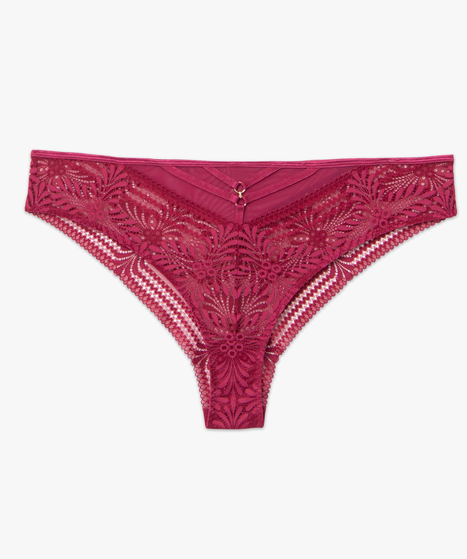 Tanga femme grande taille en dentelle et tulle rouge | GEMO