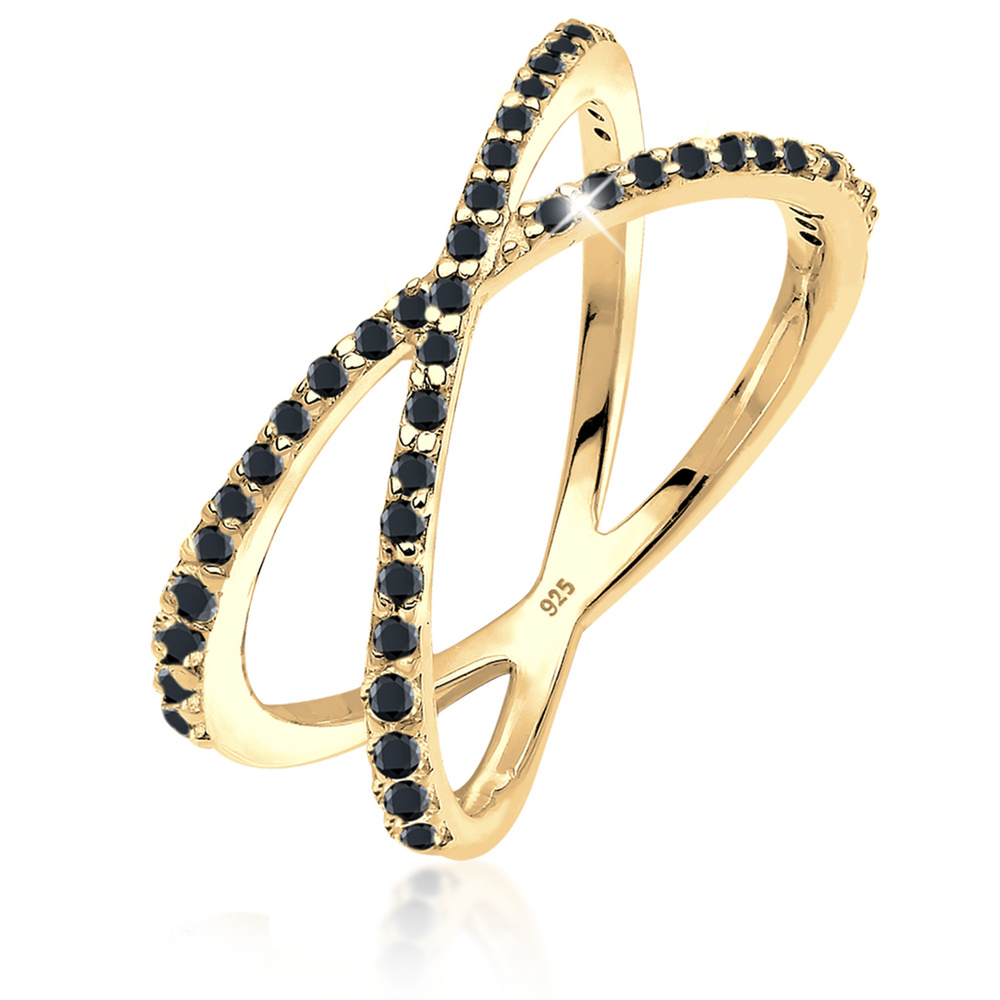 Elli Elli Bague Femmes Enroulement X avec Cristaux de Zirconium en Argent Sterling 925 Bague
