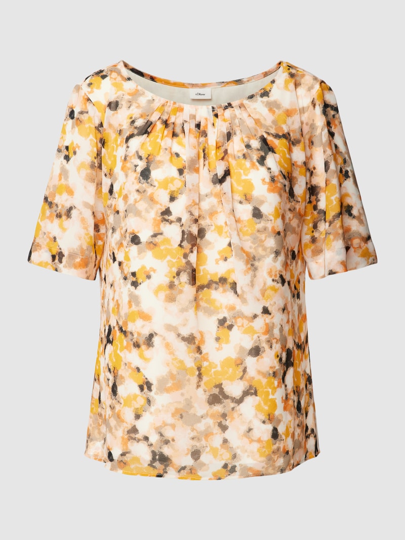 Blusenshirt mit Rundhalsausschnitt in ecru