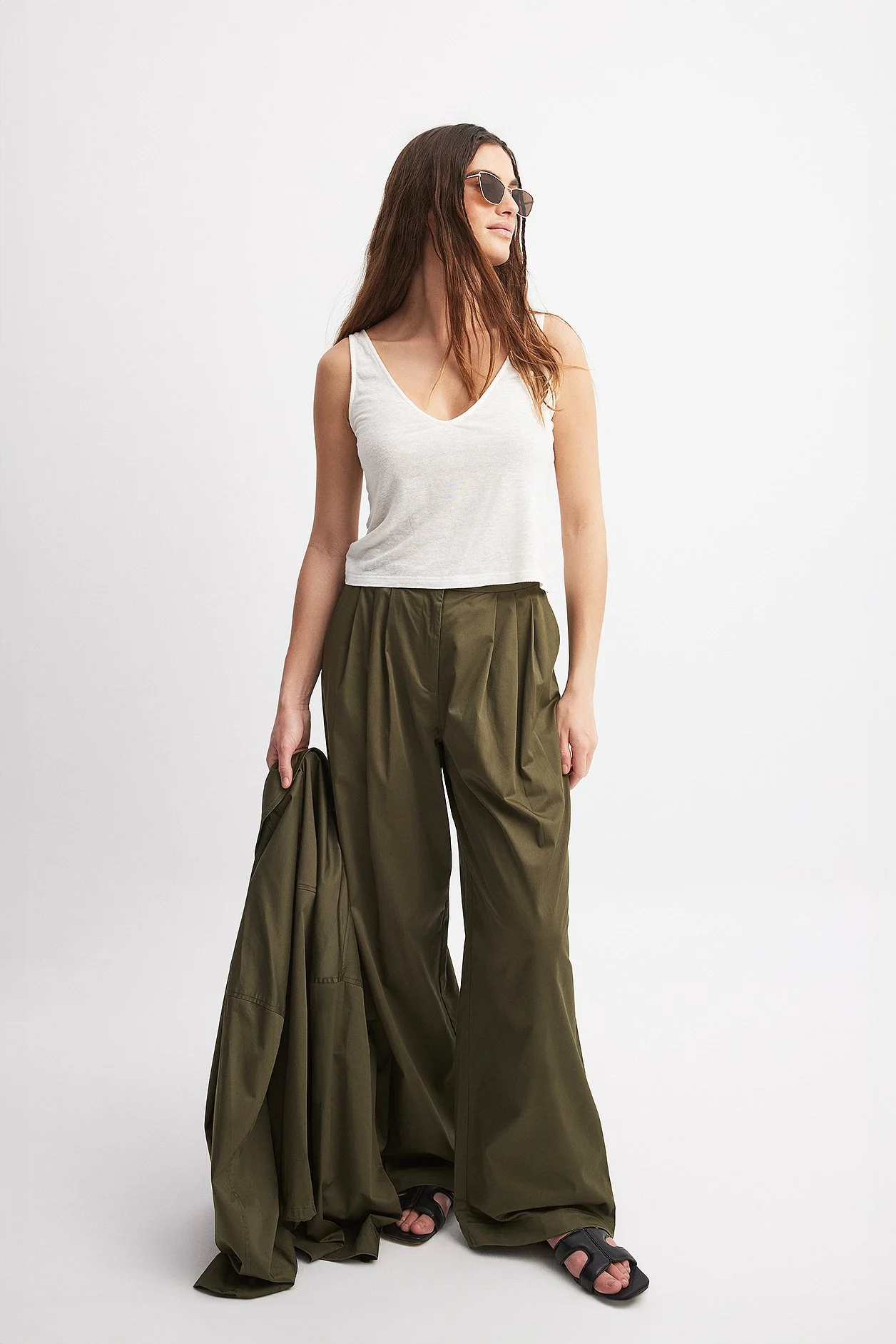 Baumwollhose mit halbhoher Taille