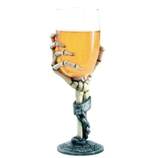 Bierglas Skeletthand mit Kette (Höhe 20 cm)