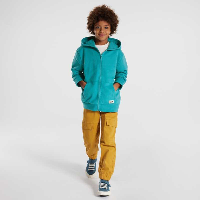 Sweat zippé à capuche bleu garçon
